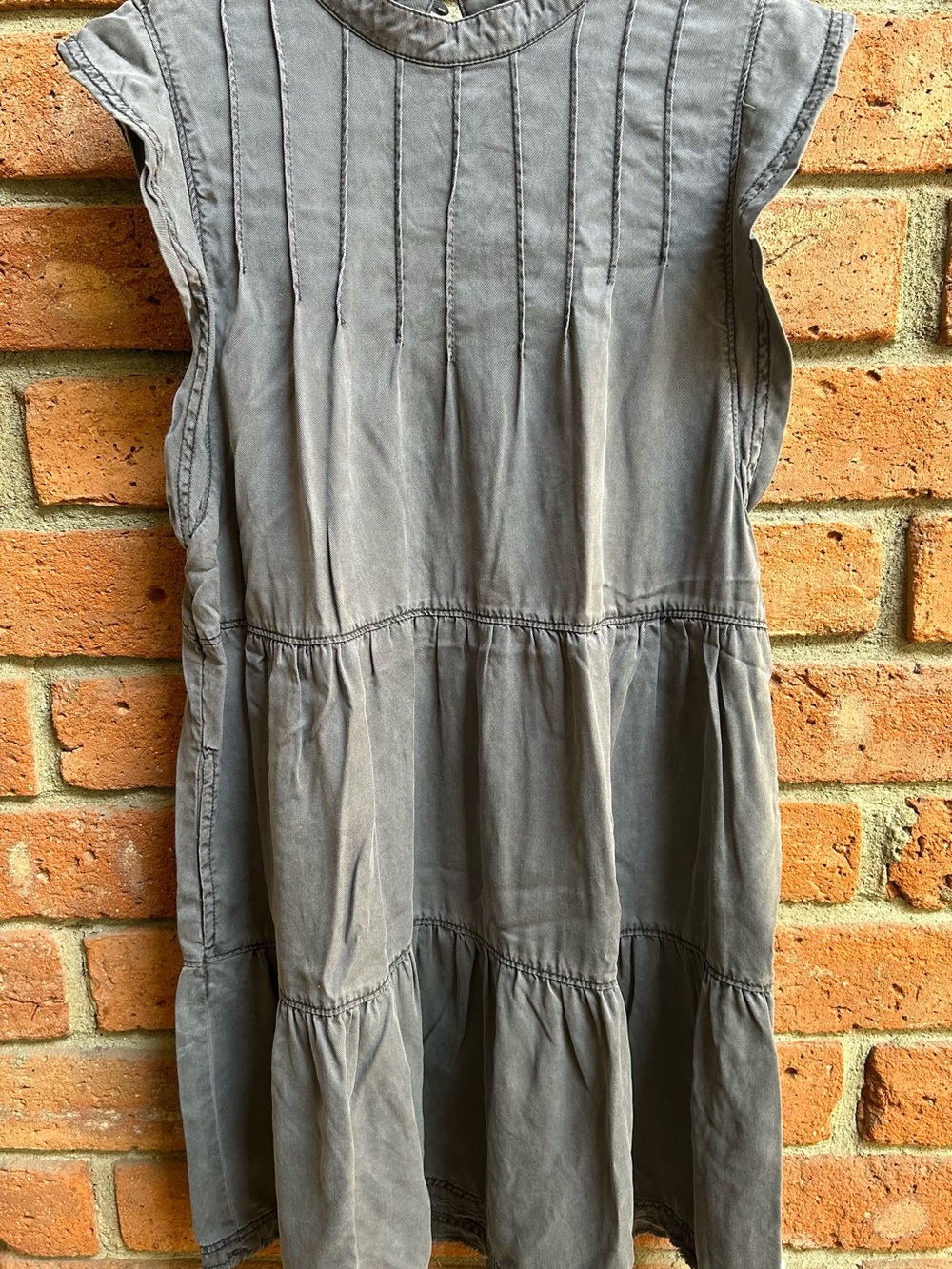 Anthropologie Washed Gray Tiered Midi Dress